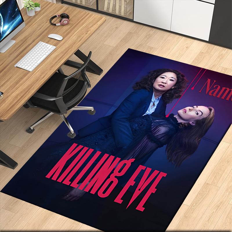 Custom Name Killing Eve Printed Carpet, Rug for Office Chair Living Room Bedroom Kitchen Room Decor Gifts.
