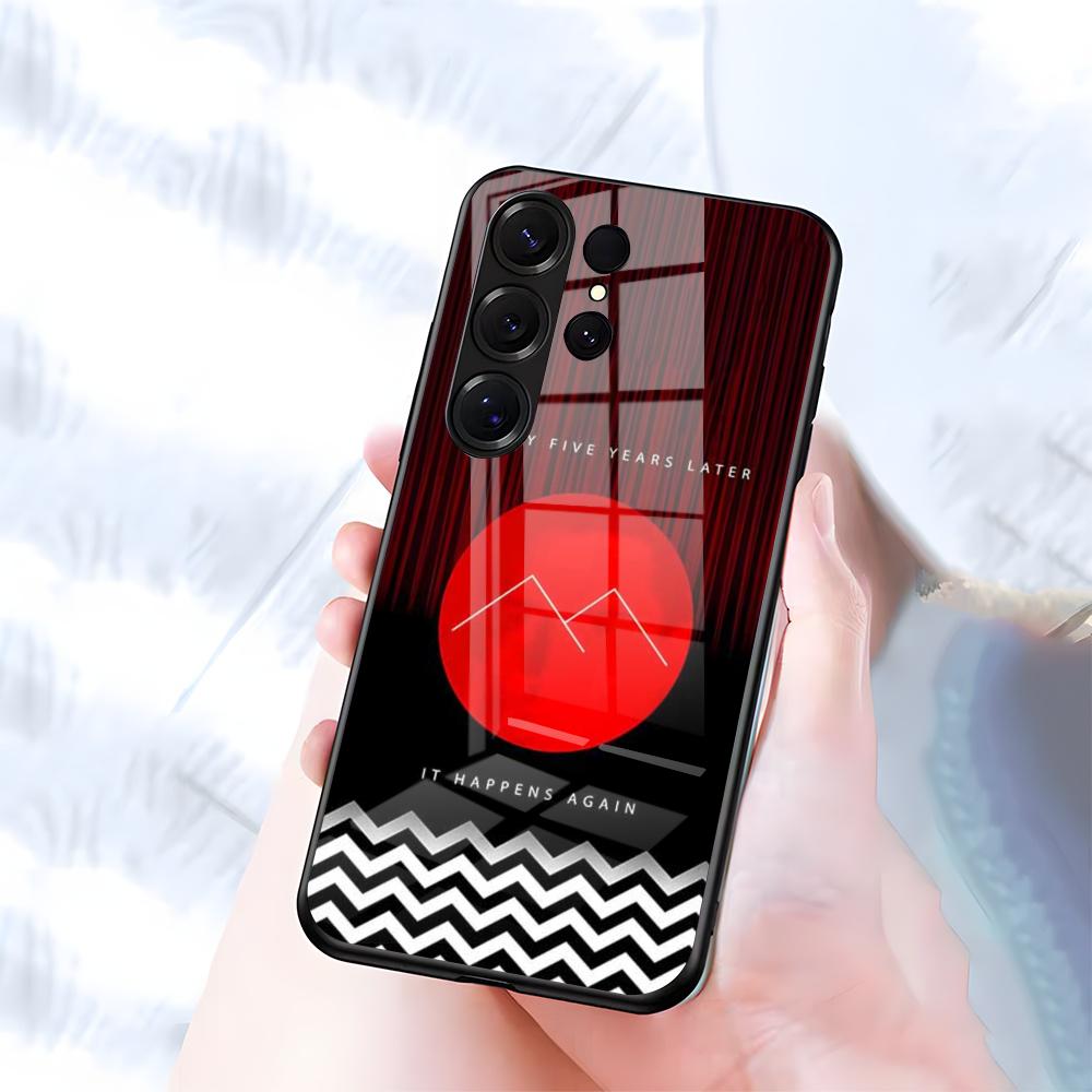 Чехол для телефона Twin Peaks для Samsung S26 S25 S24 FE S23 S22 S21 Plus S20 Ultra Note20Ultra Черная стеклянная крышка