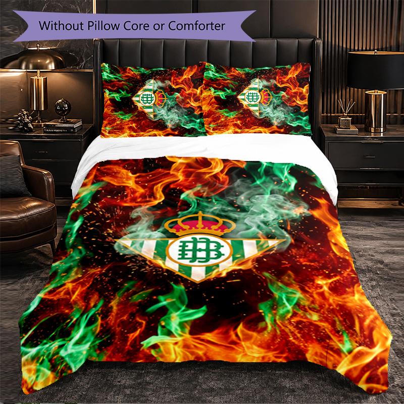 Real Betis Football 3 Piece Bedding Set Soft Duvet Cover Set with Pillowcases Printed Bedroom Decor Set for Home