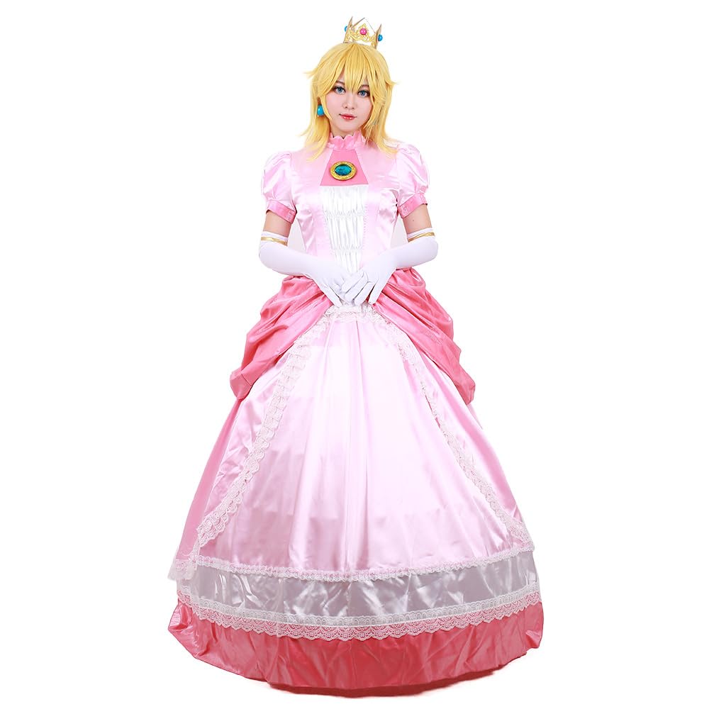 Miccostumes Костюм Принцессы Косплей Наряд Розовое Платье Роскошь с Короной Женский (M)