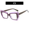 Retro Color-blocking Cat-eye Polygon Anti-Blue Light Women's Eyeglass Frame with Flat Lenses