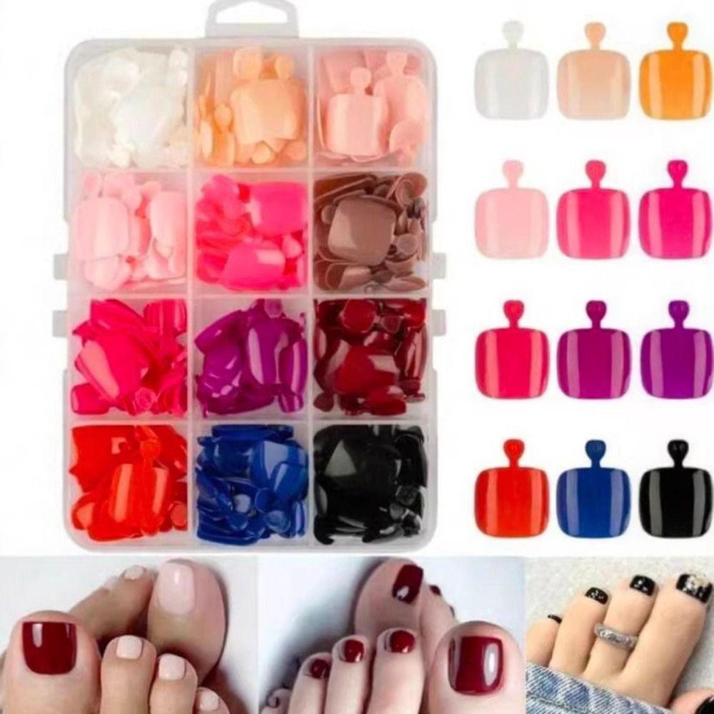 96/144/288 Pcs Artificial Fake Toenail Short Square Foot Nail Art Tips  Foot Extension