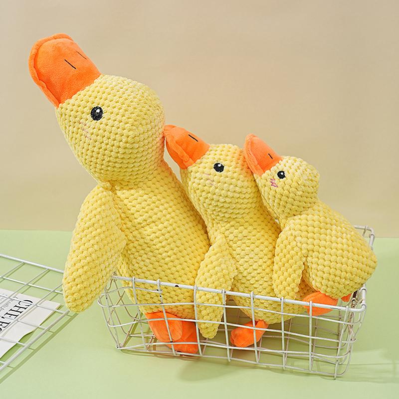 Мультяшная плюшевая игрушка для сна, милая мягкая игрушка в виде утки, прочная, устойчивая к укусам, пищащая, чистящая зубы для домашних животных, жевательная игрушка, товары для животных