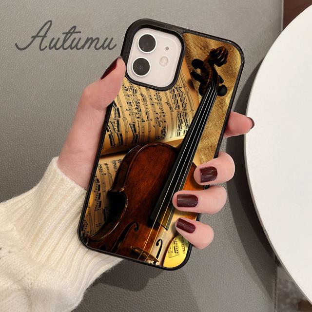 Деревянный Чехол для Телефона Скрипка Виолончель для iPhone 17 Air 15 16 16e 11 12 13 14 Pro Max Plus Чехол coque Fundas Оболочка