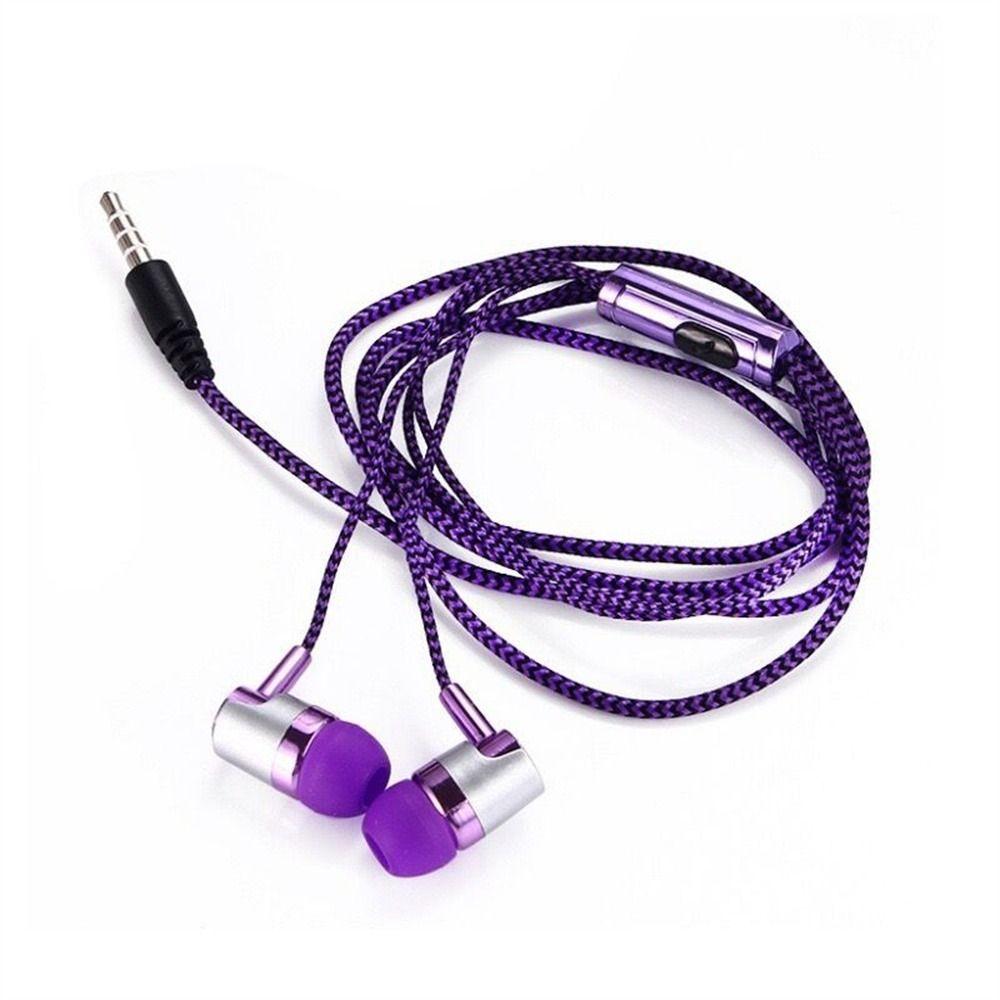 Braided Cord Weave Cable Wired Control 3.5mm Jack Earphone Earbuds In-ear Headset Wired Eraphone