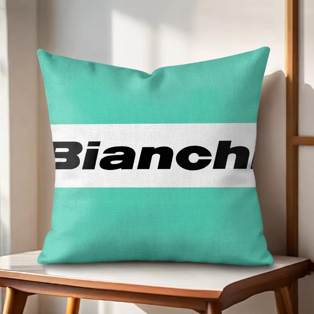 Luxury B-Bianchi Logo Cushion Cover Natural Linen Organic Fabric Double-Sided Printing Couch Pillow Covers Home Decor