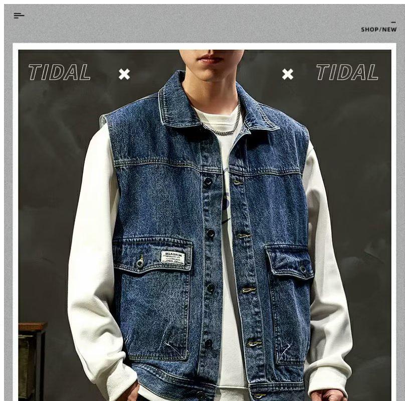 Мужской модный джинсовый жилет – новый стиль весна/осень, универсальный свободный жилет, рабочая куртка без рукавов