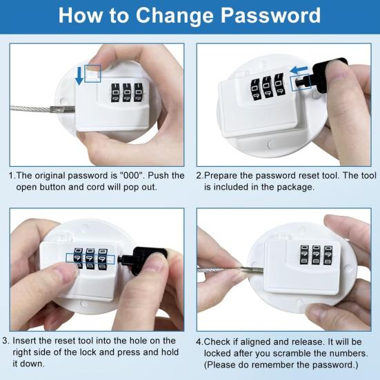 2 шт., цифровые замки без ключа со стальным тросом, самоклеящиеся, с защитой от детей, дверные замки для морозильной камеры, ящика, шкафа, мебельные замки