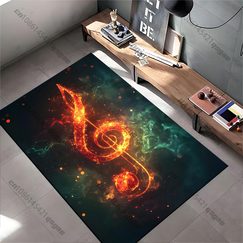 Fiery musical symbol glowing carpet Yoga living room room decor children's crawling mat doormat area rug games mat