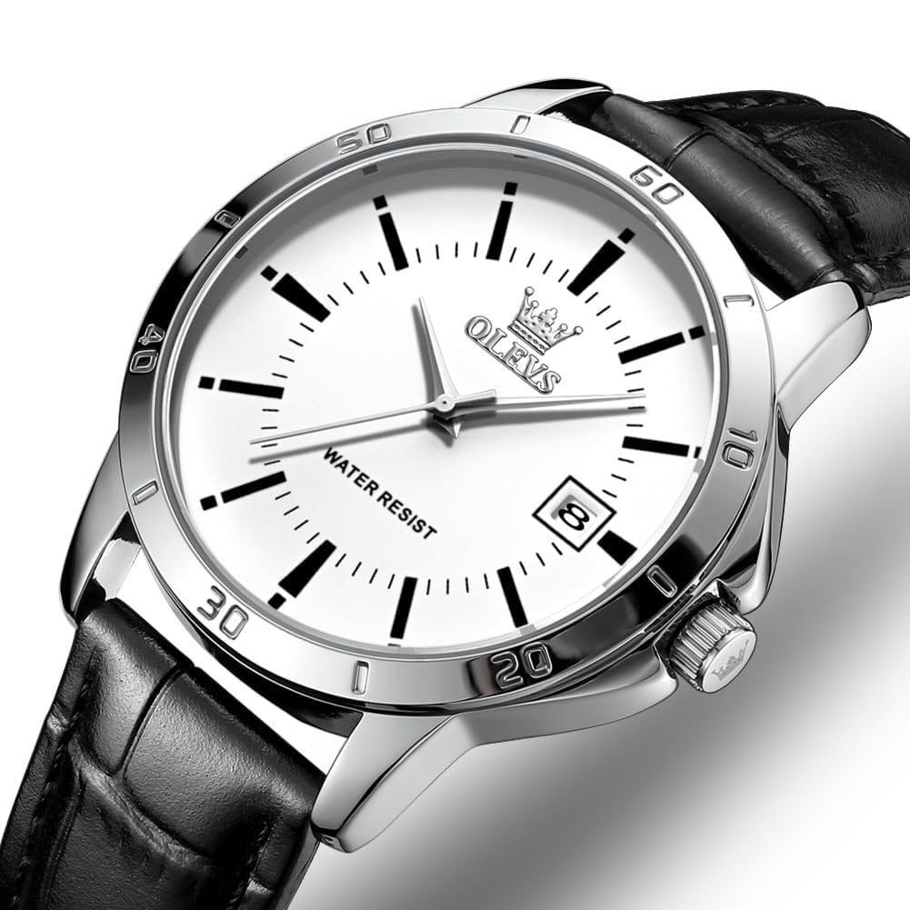 OLEVS кварцевые популярные часы простые стильные кожаные часы с водонепроницаемым календарем роскошные классические часы легко читаемые модные студенческие часы компании белые мужские