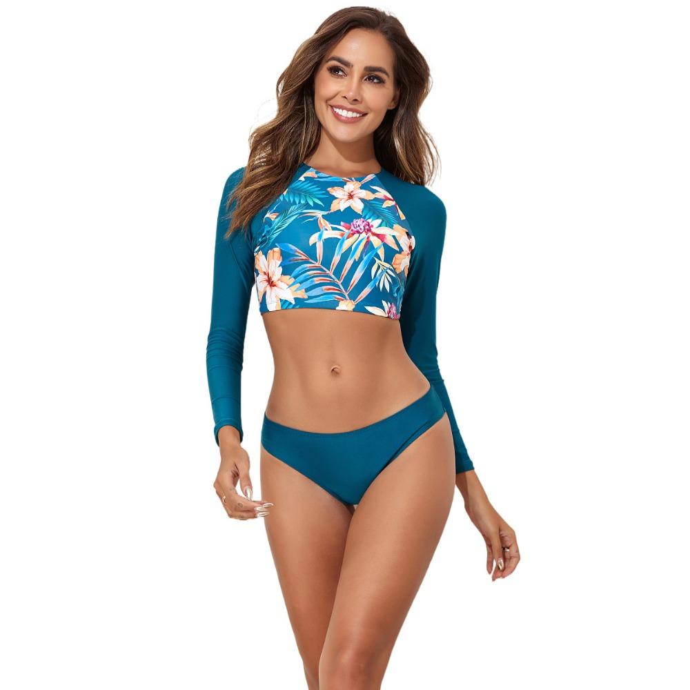 Европейский и американский раздельный купальник с длинным рукавом сексуальный женский бикини больших размеров для отпуска