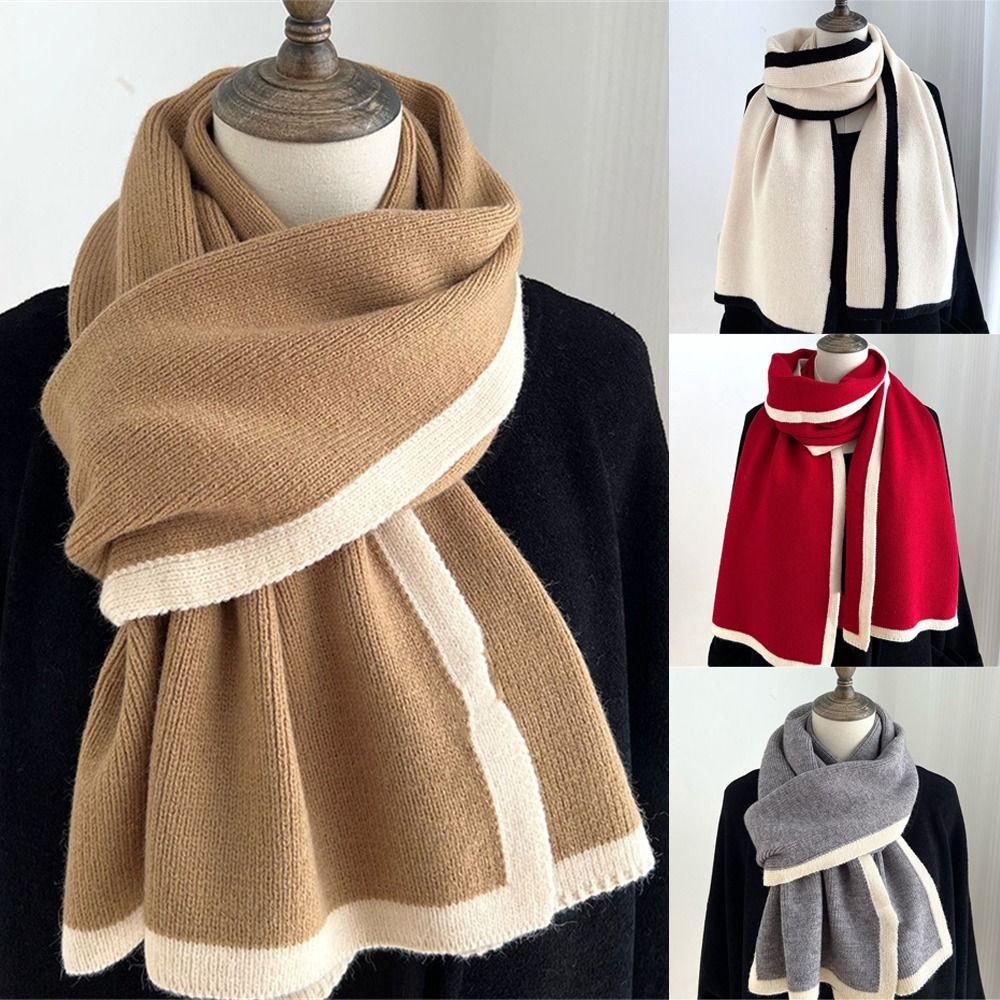 Thick Knitted Scarves Winter Warm Neckerchief Fashion Wool Scarf for Women Female