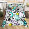 Retro 80s Style Bedding Set Twin King Size Abstract Geometric Pattern Duvet Cover Set Microfiber Circle and Triangle Quilt Cover