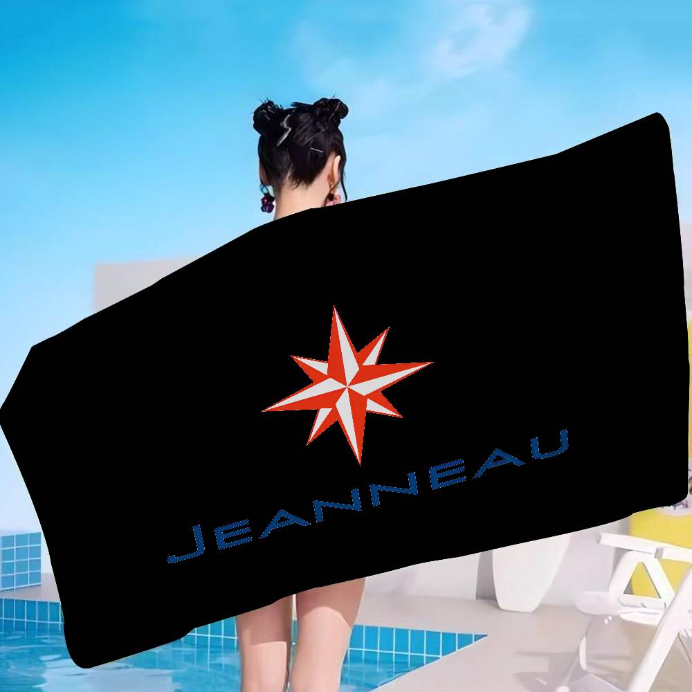 Логотип Jeanneau Пляжное полотенце Цветные банные полотенца Для девочки Микрофибра Быстросохнущие Индивидуальные Без песка Пляж Йога Спа Спортзал Бассейн