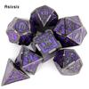 7 Pcs Purple Silver Double Swords Metal Dice Solid Polyhedral Dice Set Suitable for Role-Playing RPG    Board Game
