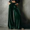 Fall Winter New Women's Solid Color Velvet High Waist Pants Loose Wide Leg Trousers with Pockets