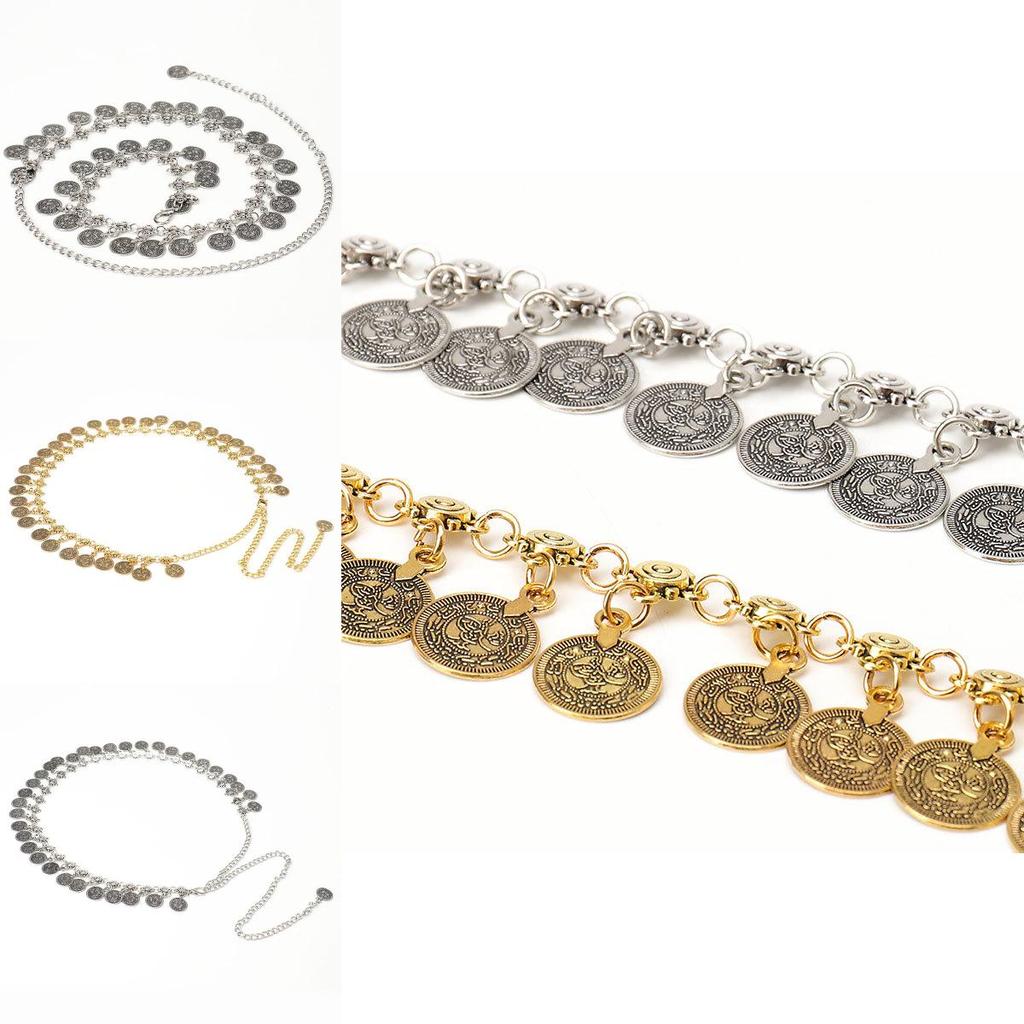 Стильный металлический пояс на талию с подвеской-монетой и застежкой-крючком для женской моды