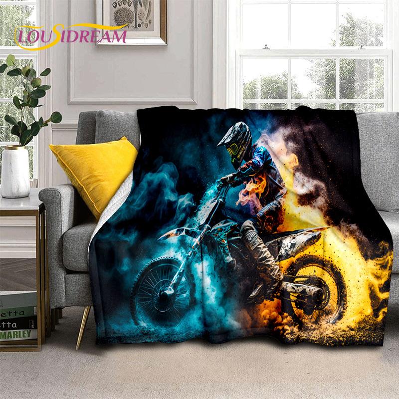 Motocross Motorcycle Soft Blankets,Keep Warm Throw Blanket Comfortable Blanket for Picnic Beds Sofa Home Bedroom Hiking Gift