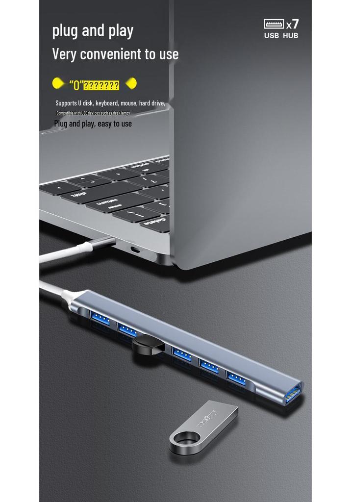 USB-концентратор 7-в-1, док-станция USB 3.0, многопортовый расширитель для компьютера и ноутбука с TYPE-C