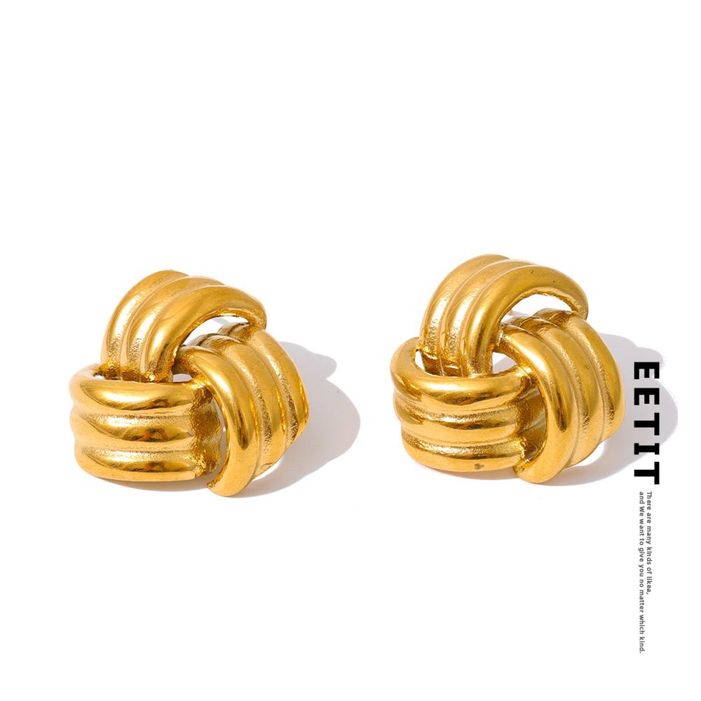 Eetit Classic Stainless Steel Geometric Stud Earrings 18K PVD Plated Metal Waterproof Women Daily Popular Fashion Jewelry Gift