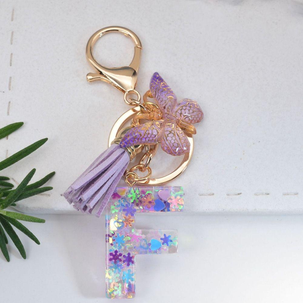 Инициалы алфавита фиолетовые снежинки брелок с буквами от А до Я 26 брелок с алфавитом подарки на день рождения