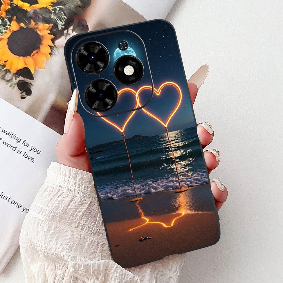 Для Tecno Spark Go 2024 BG6 Задняя крышка Для Tecno Spark Go 2024 Чехол Модный Роскошный Цветы Милый Мультяшный Кот Ударопрочный Силиконовый