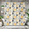 Scandinavian Abstract Botanical Shower Curtain – Mustard Yellow & Gray Modern Bathroom Decor, Designer Home Aesthetic