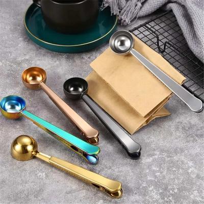 1 шт. Многофункциональная ложка для кофе из нержавеющей стали с зажимом для пакета, мерная ложка для сухого молока и кофе