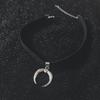Leather Crescent Choker Necklace For Women Vintage Necklace Gothic Girl Moon Party Jewelry Accessories