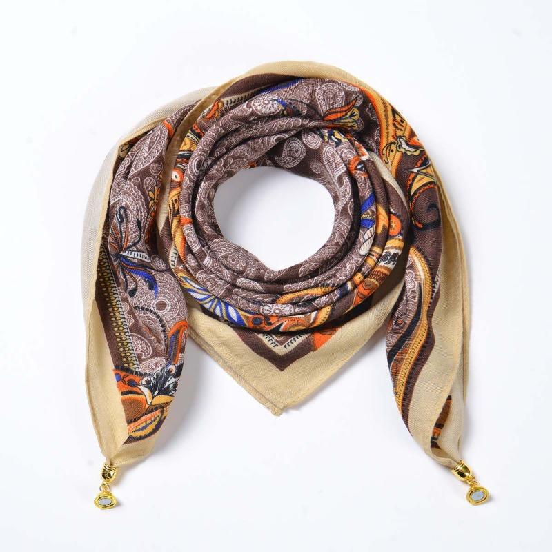 Hot-selling Magnetic Buckle Velvet Warm Square Scarf Women's Spring and Autumn Versatile Silk Scarf Scarf Temperament Small Scarf
