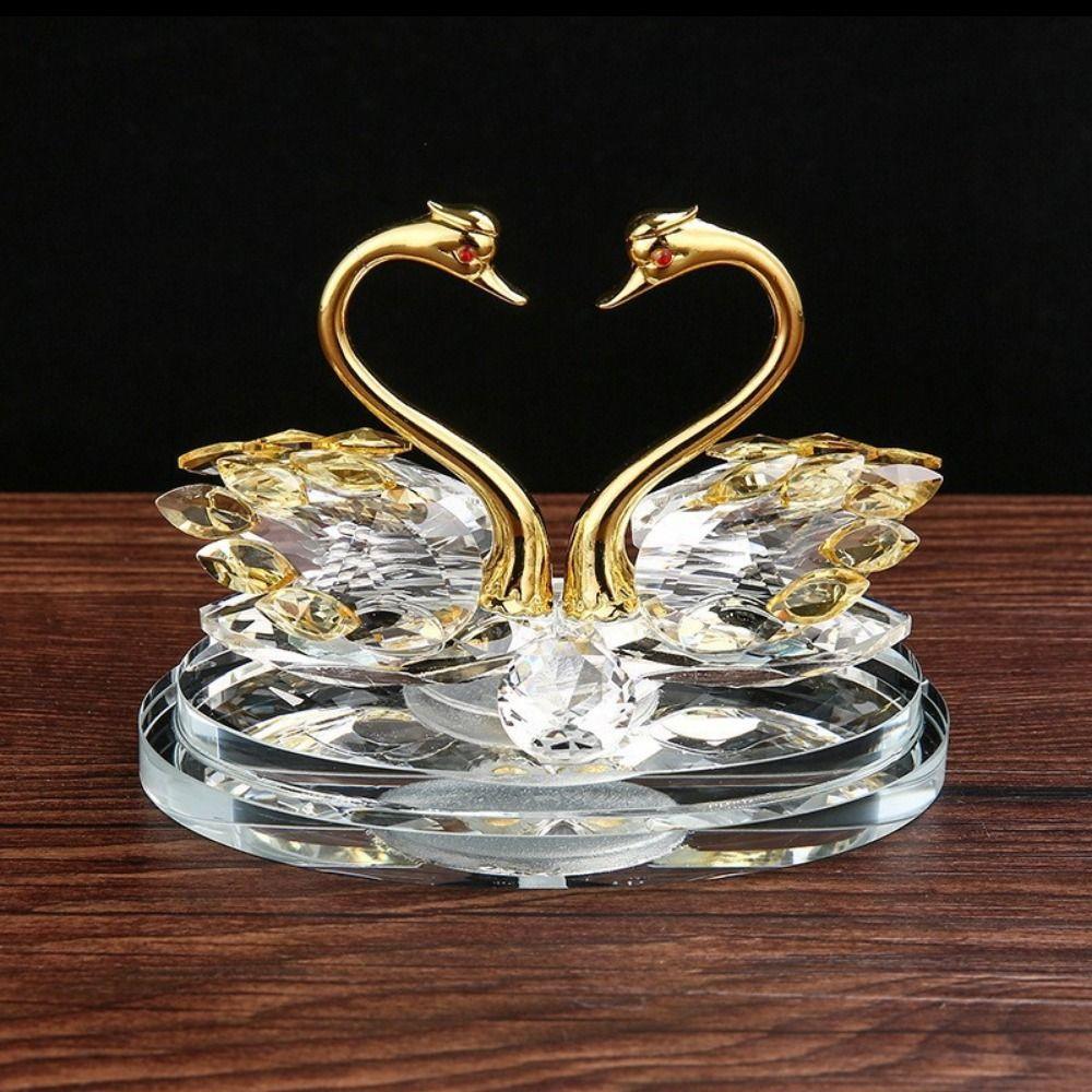 -encrusted Crystal Swan Ornaments Light Luxury Glass Swans Swan Figurines  Indoor Foyer