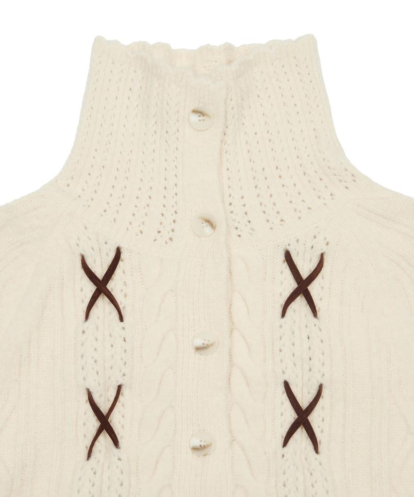 LARTIGENT [Disney]Snow White_Ribbon Knit Cardigan(Cream)