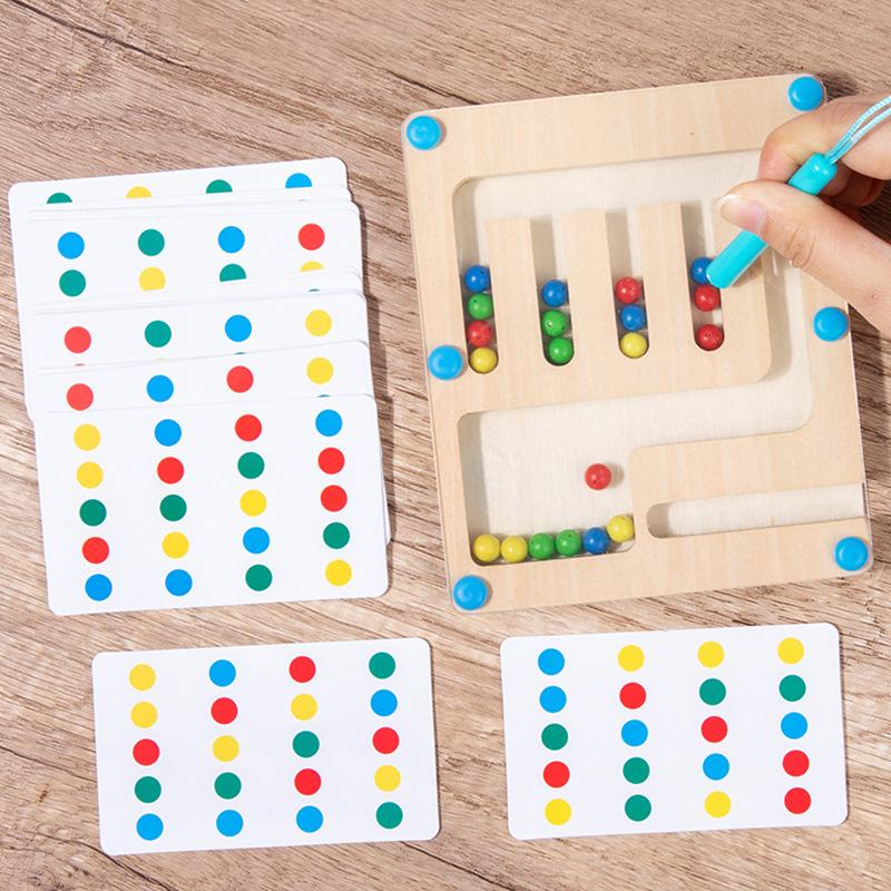 Магнитный лабиринт с четырьмя цветными шариками, детская развивающая игрушка для раннего обучения цветовой классификации