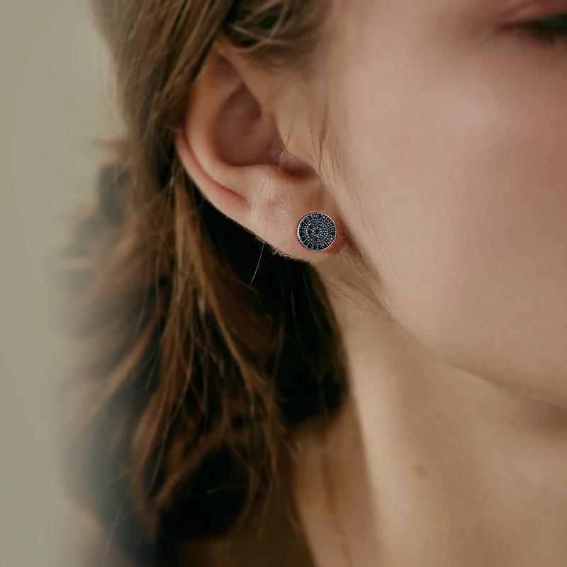 5 Стилей Элегантные Серьги-пусеты с Натуральным Черным Цирконом для Женщин Розовое Золото Высокое Качество Повседневные Изысканные Ювелирные Изделия