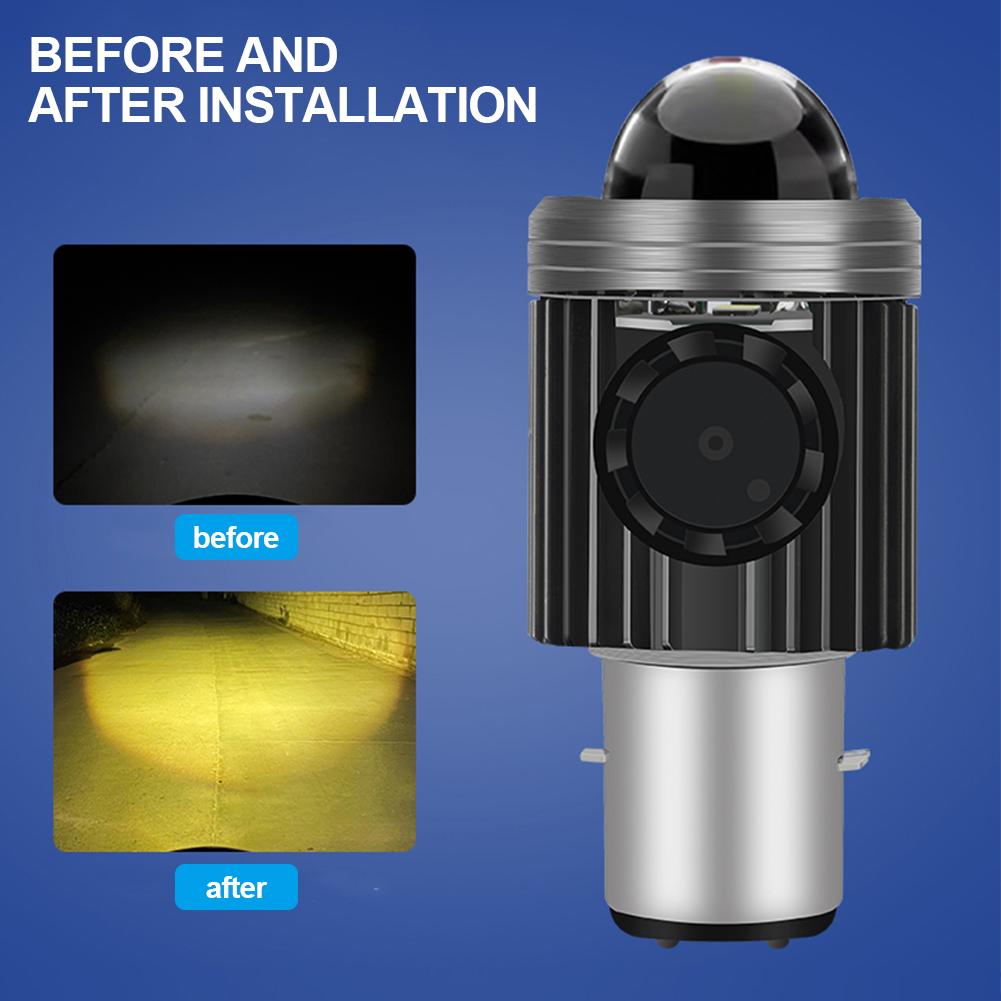 Motorcycle LED Headlight with Cooling Fun H4 BA20D High Low Beam Scooter Motorbike Headlamp Super Bright Light Front Lamp