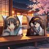 HHaruhi SSuzumiya Square Cushion Cover Weird Aesthetic Library Book Page Print Pillow Cover