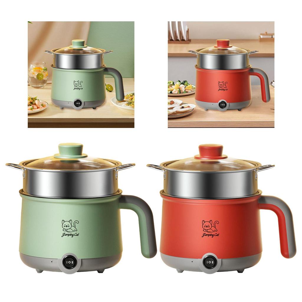 Electric Hot Pot with Steamer Cooking Pot Multi Function Noodles Pot Nonstick Electric Cooker for Ramen Steak Dumpling Soup Eggs
