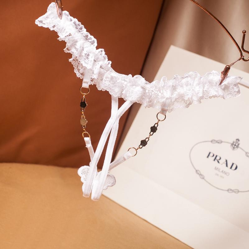 Women Panties Lace Sexy Lingerie G-string Thin Rope Hollow Open File Beaded Rhinestone No Trace Breathable Underwears