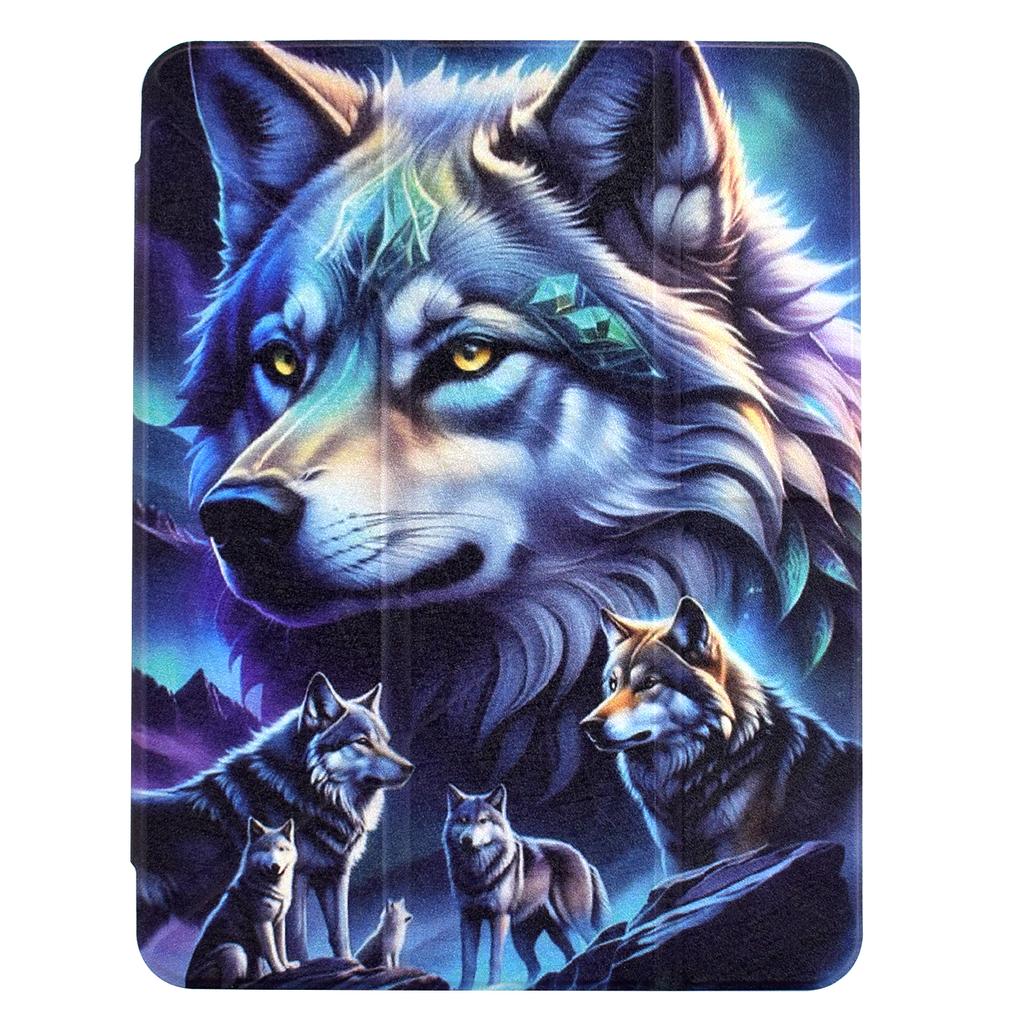 Tablet Case For iPad Pro 12.9 (2022)/(2021)/(2020)/(2018),Stand Pattern Print Leather+Clear Acrylic Cover with Pencil Holder