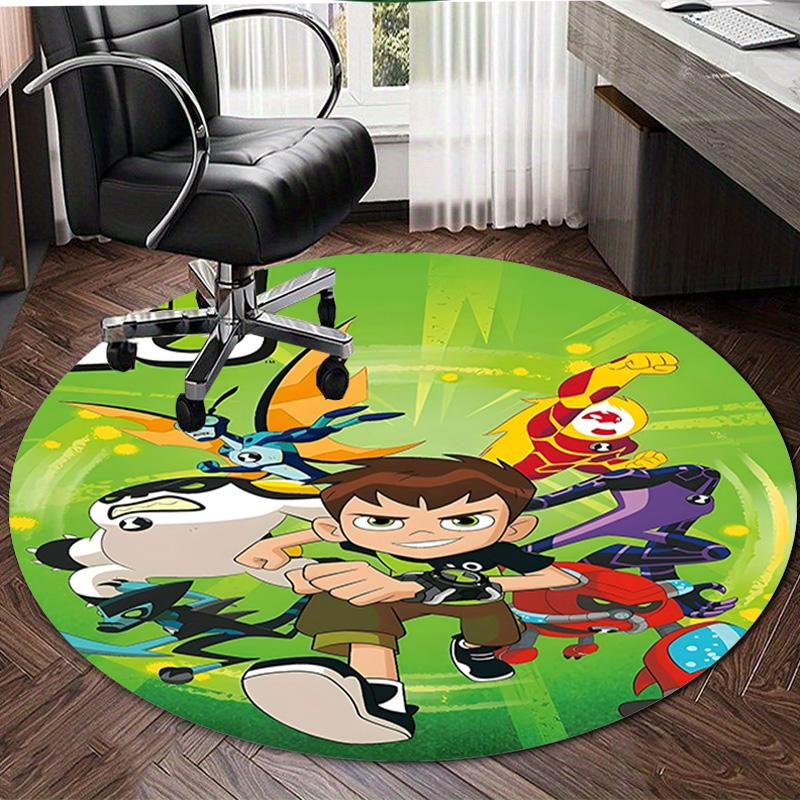 1pc Ben10 Print Round Carpet Chair Round Carpet Suitable for Bedroom Living Room Home Decorative Carpet