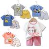 Summer Cartoon Print Kids Boys Clothes Short Sleeve Tops Shorts 2pcs/set Baby Girls Vest Clothing Set Children Cotton Sport Suit