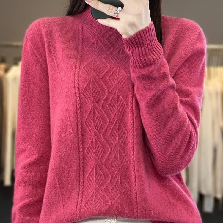 Женский свитер-пуловер Grace с воротником-стойкой, осенне-зимний теплый мягкий трикотаж, корейская мода, повседневные джемперы