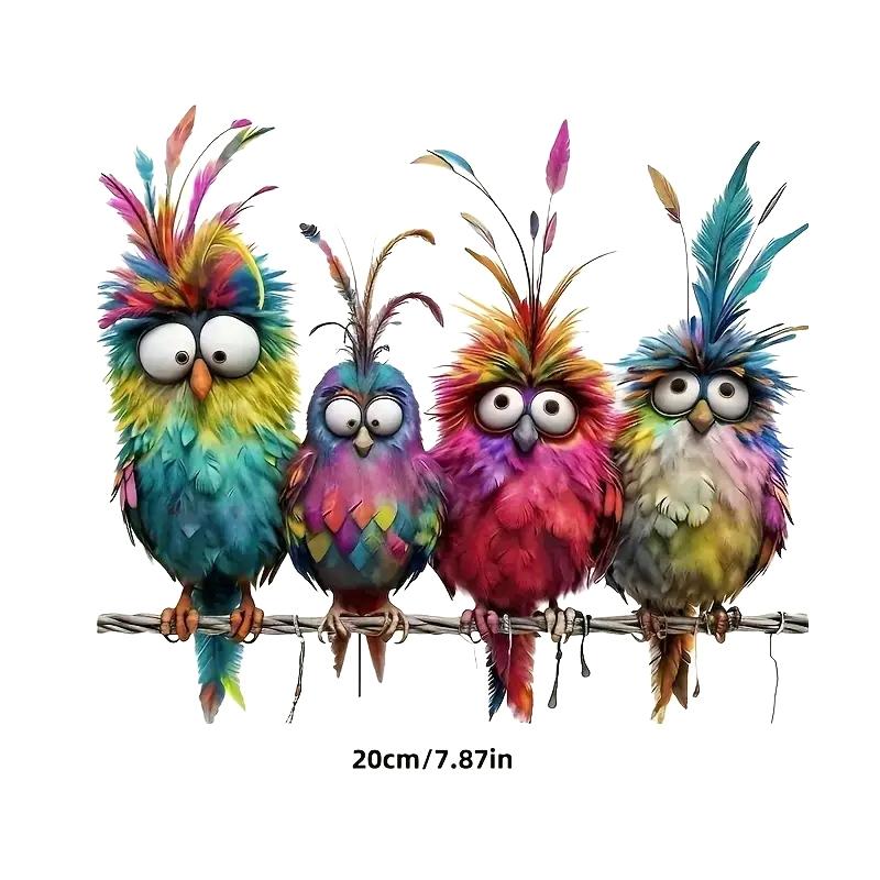 Забавные птицы Креативные стеклянные наклейки для декора окон, стекла, стен, зеркал, фестивальные наклейки для украшения дома