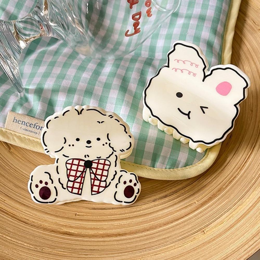Korean Style Plaid Dog Crab Clip Puppy Small Shark Clip Sweet Spotted Cat Hair Clip  Headdress