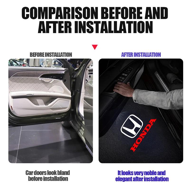 For Honda AcCar Door Welcome Light for Honda Civci FIT CRV Accord Jazz HRV Dio Stepwgno Logo Ghost Shadow LED Atmosphere Light Universal Fit