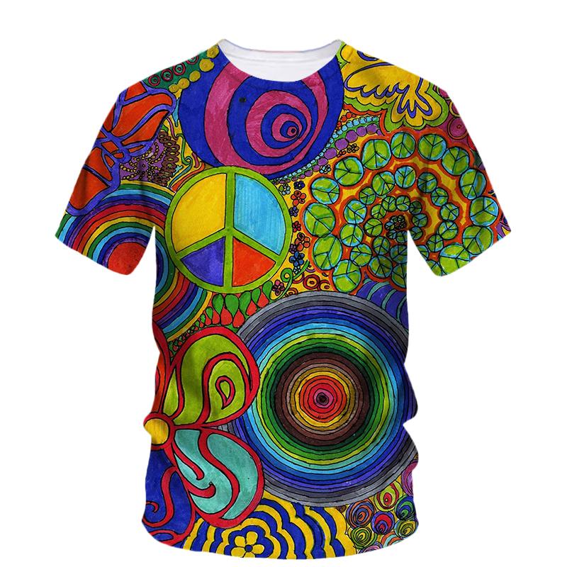 Летняя новая модная графическая футболка с нейтральным трендом, креативная цветная напечатанная повседневная футболка с круглым вырезом и коротким рукавом