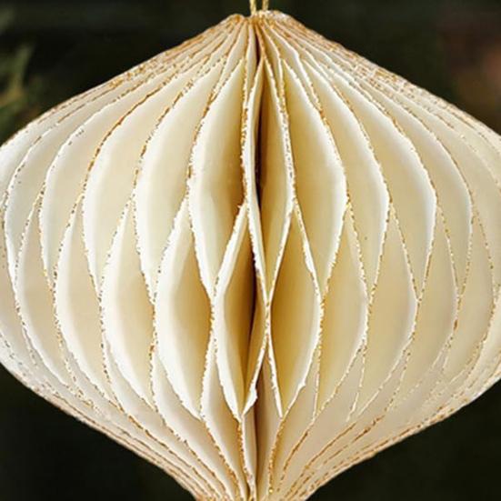 6 Pcs Honeycomb Christmas Ornaments 3D Mini Glitter Edge Paper Honeycomb Lantern Vintage Foldable Xmas Tree Hanging Decoration for Holiday Party