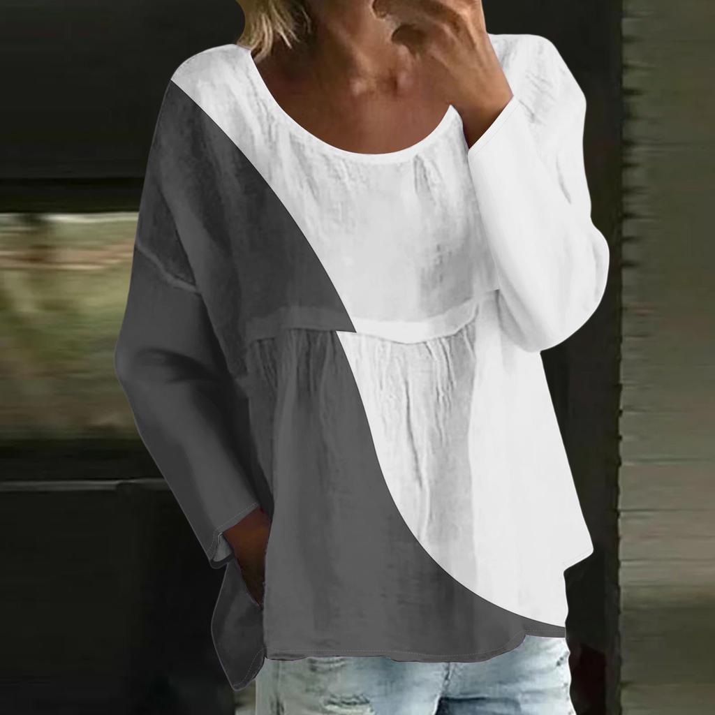 Women's Casual Fashion Loose Round Neck Floral Print Long Sleeve Top