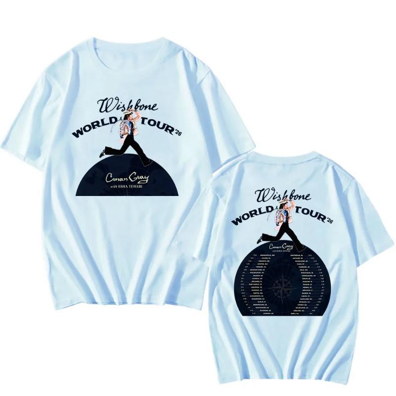 Wishbone World Tour 2026 Tshirts CONAN GRAY Singer Fashion T-shirt Short Sleeve Loose Cotton Male T Shirt Streetwear Unisex Tees