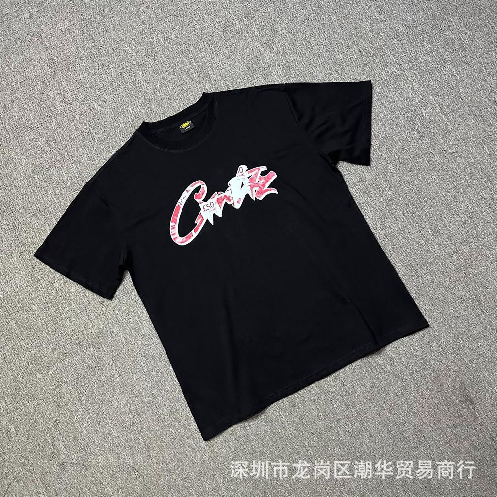 24SS Cross-border European and American trendy brand Corteiz Alcatraz red shadow letter print short-sleeved T-shirt men and women loose